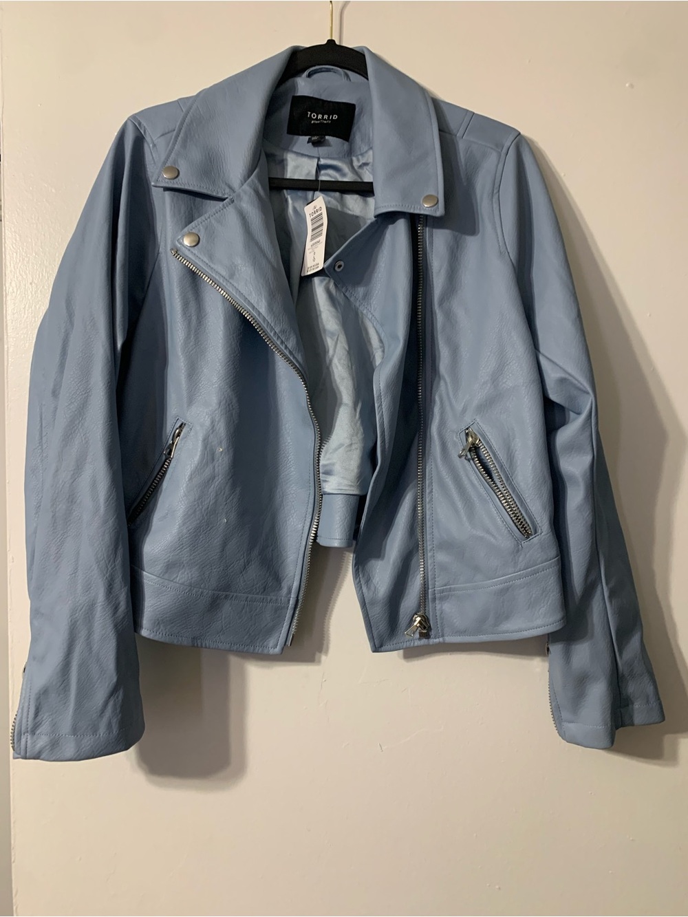 torrid Powder Blue Faux Leather Moto Jacket